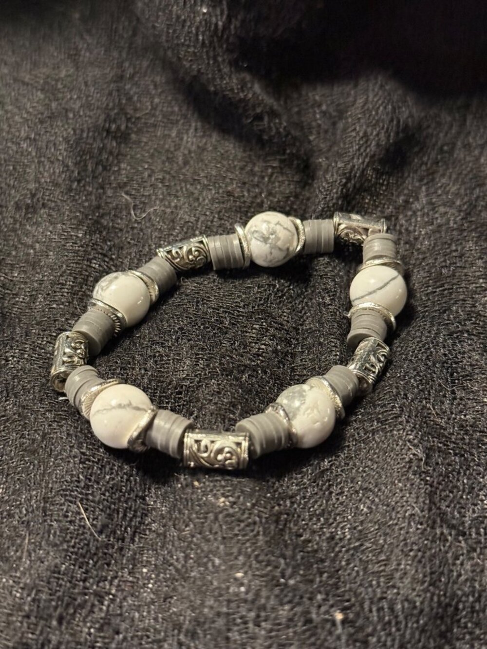 Silver Serenity Stretch Bracelet — Handmade by Sea & Soul Designs
